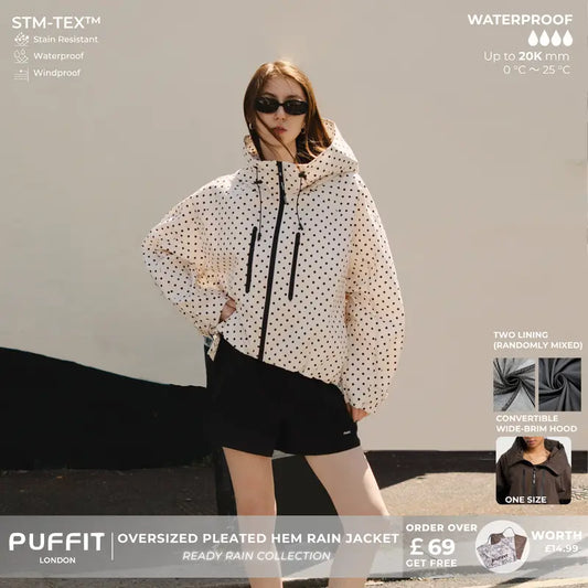 🧥 Oversized Regenjas met Brede Capuchon 💧 – Korte Pasvorm, Ballonzoom & Verstelbare Manchetten