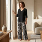 🥳 2026 MEGA-UITVERKOOP: 50% KORTING! 🥳 💞Dames set: blouse met V-hals en bedrukte broek met wijde pijpen