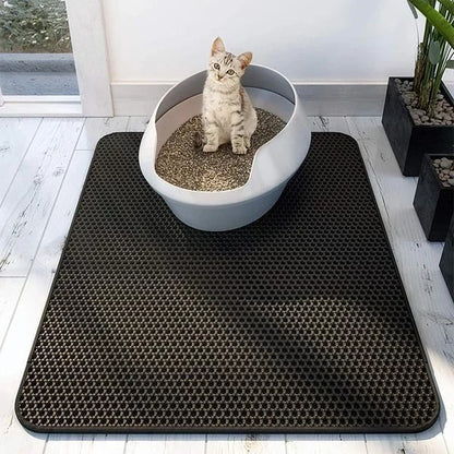 ⏳ Tijdelijke aanbieding⏳ Dubbellaagse kattenbakmat voor het opvangen van kattenbakvulling Makkelijk te legen in 4 kleuren en 3 maten