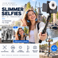 ⏳ Tijdelijke aanbieding⏳ Uitschuifbare selfiestick met gezichtstracking en 360° rotatie Keuze uit zonder met één of twee bijlichtlampen Zwart roze of wit