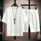 Tweedelige Set van Wafelstof | T-shirt met Korte Mouwen en Short