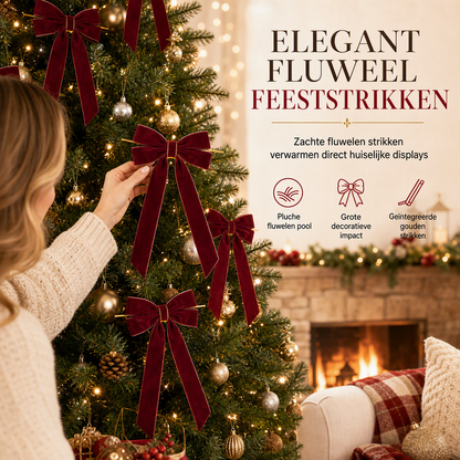 🎀 Grote fluwelen kerststrikken voor kerstdecoratie, set van 10