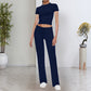 🎉2026 Nieuwe Producten Populaire Verkoop✨Dames Casual Effen Kleur T-shirt & Rechte Pijp Broek Set