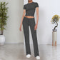 🎉2026 Nieuwe Producten Populaire Verkoop✨Dames Casual Effen Kleur T-shirt & Rechte Pijp Broek Set