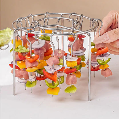 ❄️Zomerfresh 50% Korting!🍢Netherlshop™ Spieshouder voor Airfryer – RVS Grillrek voor Vlees, Groenten, Garnalen & Kippenvleugels