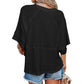 👕 Effen patchwork T-shirt met 5-punts mouwen – losse fit, uniek design, stijlvolle blikvanger! ✨