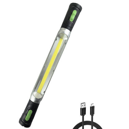🛠️⚡ Oplaadbare LED-werklamp met haak, 3 standen, twee 2600 mAh-batterijen, meer dan 3 uur brandduur – robuust en draagbaar.