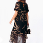 🌟 50% KORTING! 👗 Soepel vallende midi-jurk met diep V-hals – Dubbellaags, kreukvrij & verstelbare strik – Zwart, S–5XL – Perfect voor brunch, vakantie & avondjes uit ✨