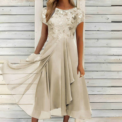 Elegante jurk met ronde hals voor dames