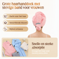 💥Tijdelijke aanbieding!🔥 Grote Haarhanddoek – Zachte Koraalstof – Snelle Absorptie & Elastische Band voor Dames 💕
