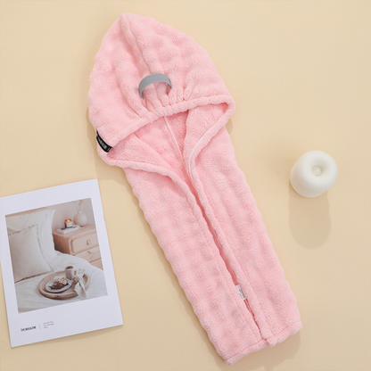 💥Tijdelijke aanbieding!🔥 Grote Haarhanddoek – Zachte Koraalstof – Snelle Absorptie & Elastische Band voor Dames 💕