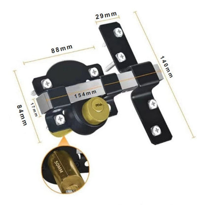 🔑Grendel openen van beide kanten van het hek – Zware IJzeren Poortgrendel | Dubbelzijdig met Sleutel | 5 Sleutels inbegrepen | 50 of 70 mm bout | Mat Zwart 🔑🚪