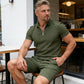 🎁2026 Nieuw binnen 50% KORTING💥Zomerse casual set met shirt met ritskraag en korte broek