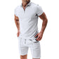 🎁2026 Nieuw binnen 50% KORTING💥Zomerse casual set met shirt met ritskraag en korte broek