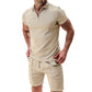 🎁2026 Nieuw binnen 50% KORTING💥Zomerse casual set met shirt met ritskraag en korte broek