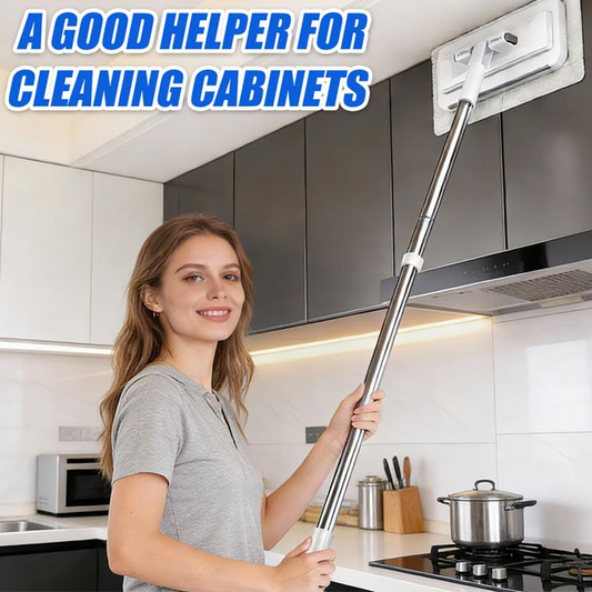 🧹 TIJDELIJK 50% KORTING! ✨ Handsfree Platte Mop – Haaientand Grip, Universele Doeken, Telescopisch 🪥