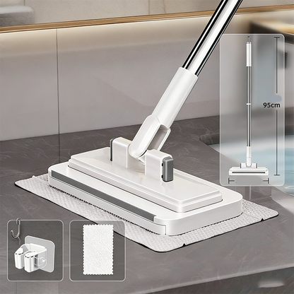🧹 TIJDELIJK 50% KORTING! ✨ Handsfree Platte Mop – Haaientand Grip, Universele Doeken, Telescopisch 🪥
