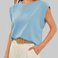 Effen kleur top met ronde hals en kapmouwen