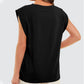 Effen kleur top met ronde hals en kapmouwen