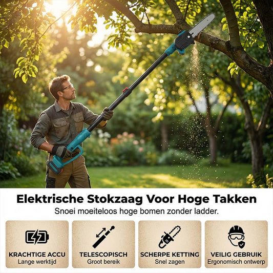 ❄️Zomerfresh 50% Korting!🔥2-in-1 Telescopische Accu Stokzaag & Handkettingzaag | Veilig Snoeien Zonder Ladder | 21V Draadloos