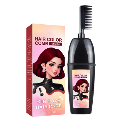 ⏳ Tijdelijke aanbieding⏳ ✨ Alsof een professional je haar doet! Deze 3-in-1 kam kleurt, verzorgt en geeft glans. Eén druk op de knop en klaar. Zeg vaarwel tegen rommelige verfpartijen.