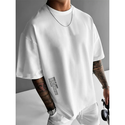 ✨ Heren T-shirt met korte mouwen en losse pasvorm – Premium katoenmix, urban print & oversized casual stijl🏙️
