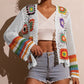 🧶👚 Retro gehaakte top met uitgesneden details en lange mouwen ✨🕰️