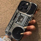 ⏳ Tijdelijke aanbieding⏳ Zwart retro boombox telefoonhoesje van flexibel TPU met 3D details en verhoogde randen Kies jouw telefoonmodel