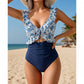 🌊🌸 50% KORTING! Stop met het verstoppen van je buikje achter een pareo! Dit badpak met hoge taille en geplooid afslankend design geeft je direct een zandloperfiguur – V-hals, ruches, en verstelbare bandjes voor de perfecte pasvorm.