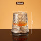 🎉【Aanbieding】🥃✨360° Draaibaar Whiskyglas | 300 ml | Loodvrij Glas | Geëmbosseerde Patronen | Stabiele Basis🍸