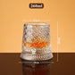 🎉【Aanbieding】🥃✨360° Draaibaar Whiskyglas | 300 ml | Loodvrij Glas | Geëmbosseerde Patronen | Stabiele Basis🍸