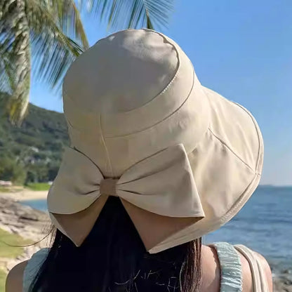 👒 TIJDELIJKE AANBIEDING: 62% KORTING! ✨ Women's Bowknot Wide Brim Sun Hat – Opvouwbaar, 360° bescherming 🎀