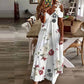 Dames maxi jurk met bloemenprint, V-hals en open schouders