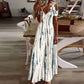 Dames maxi jurk met bloemenprint, V-hals en open schouders