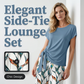 👗 Dames Zijknoop Top & Geprint Broek Set – Elegant Lounge 2-delig | Lichtblauw & Lichtgroen | S-5XL