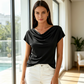 Women's Cowl Neck Cap Sleeve Top