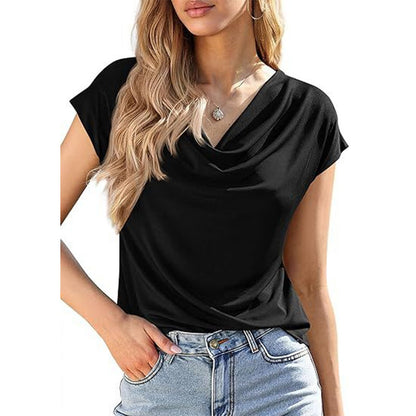 Women's Cowl Neck Cap Sleeve Top