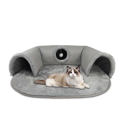 Plush 2-in-1 Cat Tunnel Bed