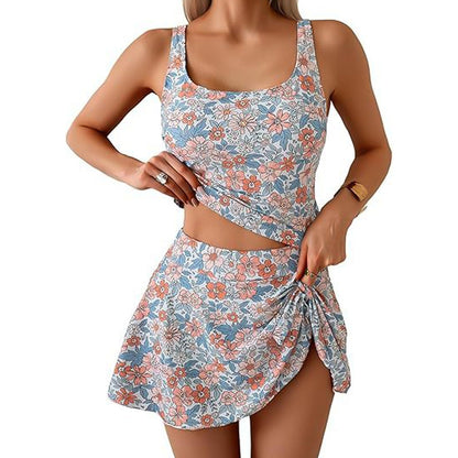 Bikini set met tanktop en rok met strik aan de zijkant