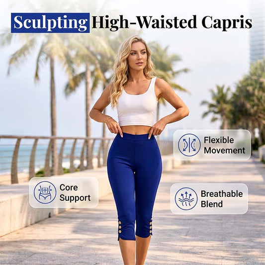 Buikcorrigerende stretch capribroek – Hoge taille, 4-way stretch, elegante details