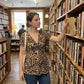 Women's V-Neck Twist-Front Leopard Print Top