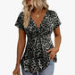 Women's V-Neck Twist-Front Leopard Print Top