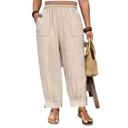 Dames Relaxed Fit Broek met Omgeslagen Enkels
