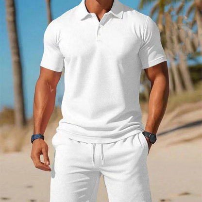🔥50% KORTING zolang de voorraad strekt!🎉 Heren Zomer 2-Delig Set Poloshirt en Shorts