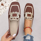 🎁2026 New Arrivals 50% OFF💥 Square Toe Flat Shoes – Breathable Knit, Crystal Buckle, Slip-On 💎
