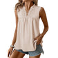 Dames Polkadot Mouwloze Top met Kant V-hals