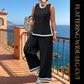 Tweedelige dames set met mouwloze top en wijde broek