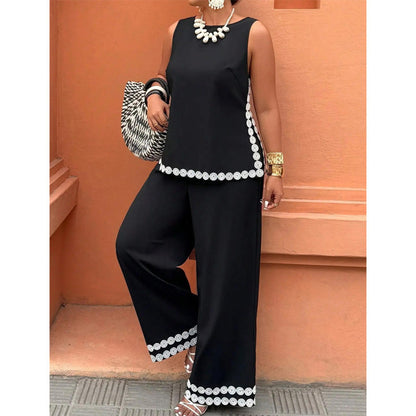 Tweedelige dames set met mouwloze top en wijde broek