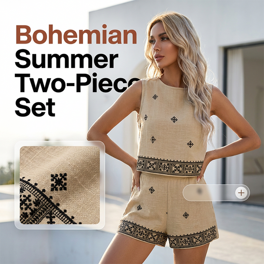 Dames Set met Bohemian Print: Mouwloze Top en Shorts
