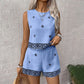 Dames Set met Bohemian Print: Mouwloze Top en Shorts